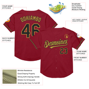Custom Maroon Black-Old Gold Mesh Authentic Throwback Baseball Jersey