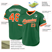 Custom Kelly Green Orange-White Authentic Throwback Baseball Jersey