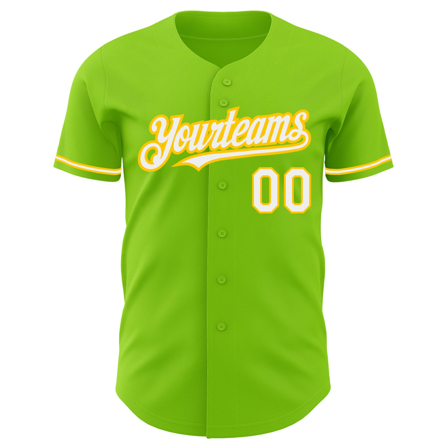 Custom Neon Green White-Yellow Authentic Baseball Jersey