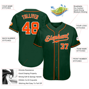 Custom Green Orange-White Authentic Baseball Jersey