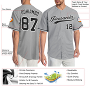 Custom Gray Black-White Authentic Baseball Jersey