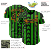 Custom Green Black-Bay Orange 3D St. Patrick's Day Shamrock Authentic Baseball Jersey