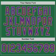 Custom Kelly Green Purple-Old Gold Mesh Authentic Throwback Baseball Jersey