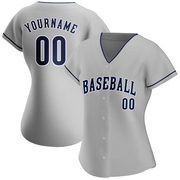 Custom Gray Navy-White Authentic Baseball Jersey