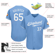 Custom Light Blue White Authentic Baseball Jersey