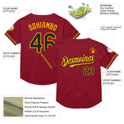Custom Maroon Black-Gold Mesh Authentic Throwback Baseball Jersey