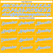 Custom Women's Gold Light Blue-White V-Neck Cropped Baseball Jersey