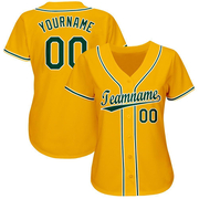 Custom Gold Green-White Baseball Jersey