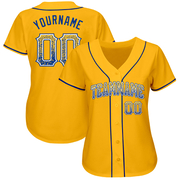 Custom Gold Royal-White Authentic Drift Fashion Baseball Jersey