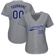 Custom Gray Royal-White Baseball Jersey