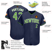 Custom Navy Neon Green-White Authentic Baseball Jersey