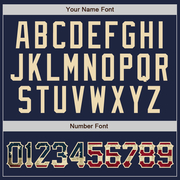 Custom Navy White Pinstripe Vintage USA Flag-Cream Authentic Baseball Jersey