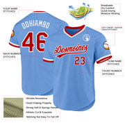 Custom Light Blue Red-White Authentic Throwback Baseball Jersey