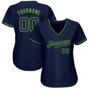 Custom Navy Navy-Neon Green Authentic Baseball Jersey