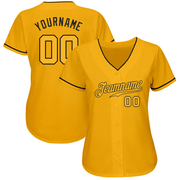 Custom Gold Gold-Black Authentic Baseball Jersey