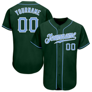 Custom Green Light Blue-White Authentic Baseball Jersey
