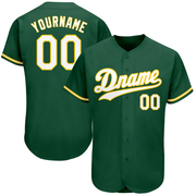 Custom Kelly Green White-Gold Authentic Baseball Jersey