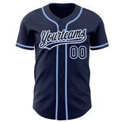 Custom Navy Navy-Light Blue Authentic Baseball Jersey