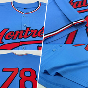 Custom Light Blue Red-Navy Authentic Baseball Jersey