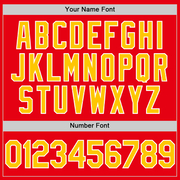 Custom Fire Red Yellow-White Authentic Baseball Jersey