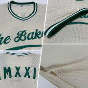 Custom Cream Kelly Green-White Authentic Throwback Baseball Jersey