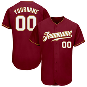 Custom Crimson White-Old Gold Authentic Baseball Jersey