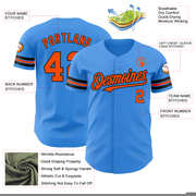 Custom Electric Blue Orange-Black Authentic Baseball Jersey