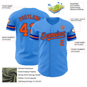 Custom Electric Blue Orange-Royal Authentic Baseball Jersey