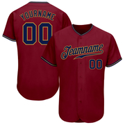 Custom Crimson Navy-Old Gold Authentic Baseball Jersey