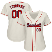 Custom Cream Red-Navy Authentic Baseball Jersey