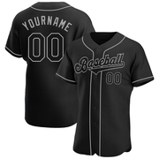 Custom Black Black-Gray Authentic Baseball Jersey