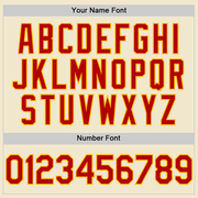 Custom Cream Red-Gold Mesh Authentic Throwback Baseball Jersey