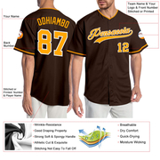 Custom Brown Gold-White Authentic Baseball Jersey