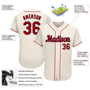 Custom Cream Red-Navy Authentic Baseball Jersey