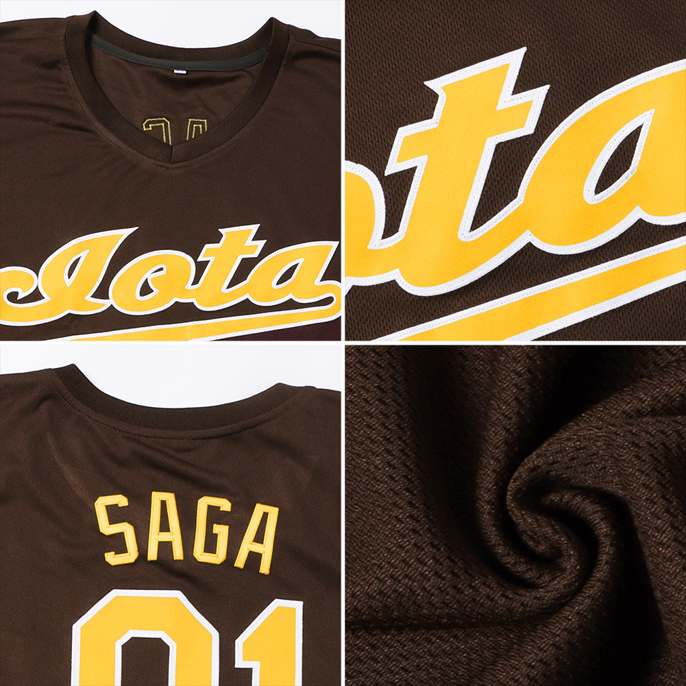 Custom Brown Orange-White Authentic Baseball Jersey