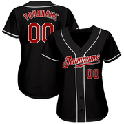 Custom Black Red-White Authentic Baseball Jersey