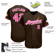 Custom Brown Pink-White Authentic Baseball Jersey