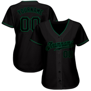 Custom Black Black-Kelly Green Authentic Baseball Jersey