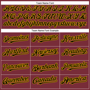 Custom Burgundy Black-Gold Authentic Baseball Jersey