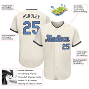 Custom Cream Light Blue-Steel Gray Authentic Father's Day Baseball Jersey