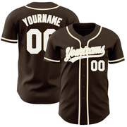 Custom Brown White-Cream Authentic Baseball Jersey