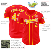 Custom Fire Red Yellow-White Authentic Baseball Jersey