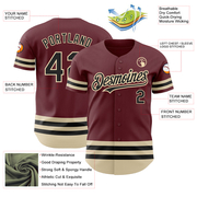 Custom Burgundy Black-Cream Line Authentic Baseball Jersey