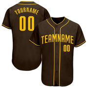 Custom Brown Gold Authentic Baseball Jersey