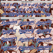 Custom Brown US Navy Blue-Light Pink 3D Syntetyc Cat And Lilies Authentic Baseball Jersey