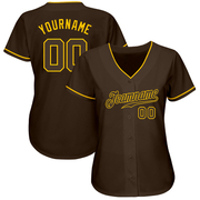 Custom Brown Brown-Gold Authentic Baseball Jersey