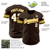 Custom Brown White-Gold Authentic Baseball Jersey