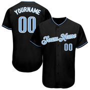 Custom Black Light Blue-White Authentic Baseball Jersey