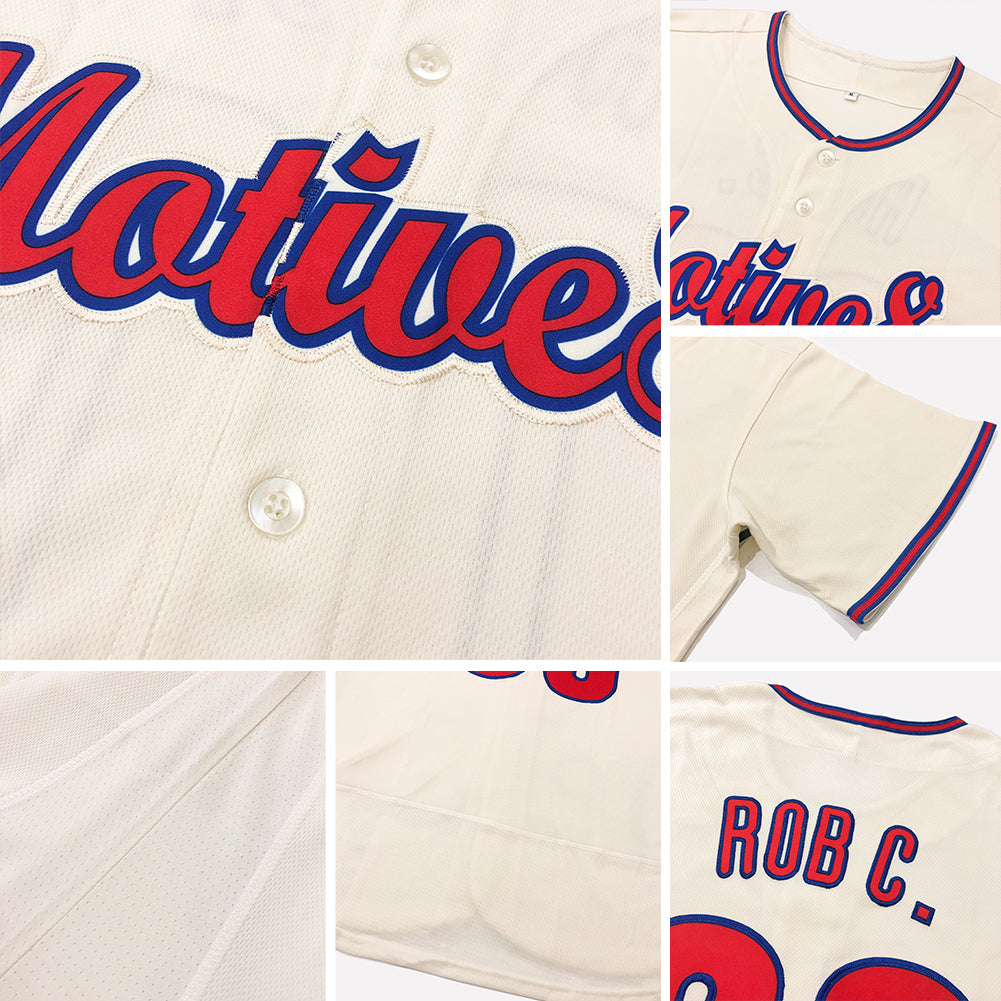 Custom Cream Red-Navy Authentic Baseball Jersey