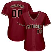 Custom Crimson Black-City Cream Baseball Jersey